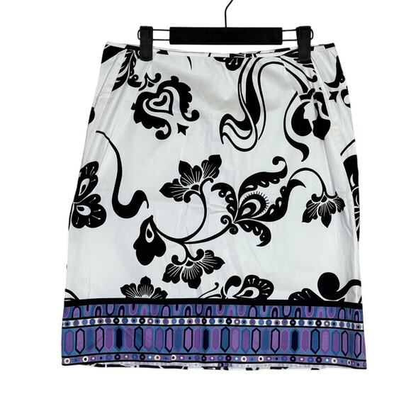 Tahari A Line Floral Whimsical Knee Length Pencil Skirt Zip Closure 10 Colorful - Picture 13 of 14